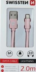 SWISSTEN Cablu de date Swissten Lightning (8pin) 2m - Împletit Roz