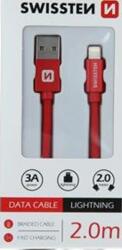 SWISSTEN Cablu de date Swissten Lightning (8pin) 2 m - roșu împletit