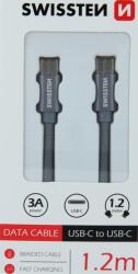 SWISSTEN Cablu de date USB-C/USB-C 1, 2m Gri împletit