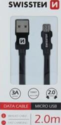 SWISSTEN Cablu de date Swissten MicroUSB Quick Charge 3A 2 m - negru împletit