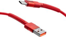 mobilNET cablu împletit USB la Type-C 1M 3A, roșu