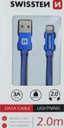 SWISSTEN Cablu de date Swissten Lightning (8pin) 2 m - albastru textil