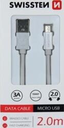 SWISSTEN Cablu de date Swissten MicroUSB Quick Charge 3A 2 m - alb țesătură
