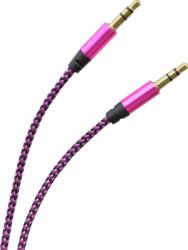 mobilNET Cablu AUX 2x3, 5 mm Jack Violet-negru textil