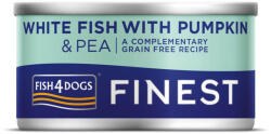 Fish4Dogs Finest Fehér Hal Tökkel és Borsóval Kutyakonzerv 85g, Ízletes Halas Kiegészítő Etetéshez