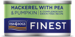 Fish4Dogs Finest Makréla Tökkel és Borsóval Kutyakonzerv 85g, Ízletes Halas Kiegészítő Etetéshez