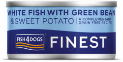Fish4Dogs Finest Fehér Hal Édesburgonyával és Zöldbabbal Kutyakonzerv 85g, Ízletes Halas Kiegészítő Etetéshez