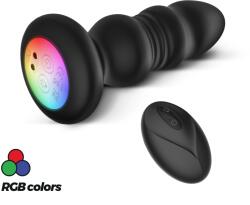Crushious Vibrator Anal Australis, Remote Control, 9 Moduri Impingere si Vibratii, Silicon, USB, Negru, 12 cm