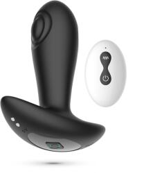 Crushious Vibrator Anal Crushious Octo, Remote Control, 10 Moduri Tapare si Vibratii, Silicon, Negru, USB, 12 cm