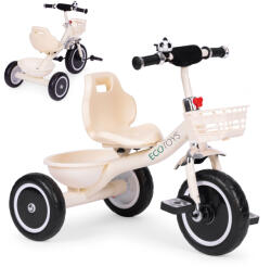 ECOTOYS Háromkerekű tricikli, ECOTOYS WQL-1999, szürke, tartós EVA habkerekek, csengő, 2 kosár, teherbírás: 25 kg (TF3820)
