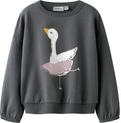 NAME IT Bluza trening fete, pufos, gri/roz, lebada, 92-126 gri închis (14B4AF)