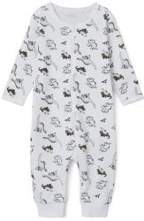 NAME IT Salopeta bebe mâneci lungi băieți cu fermoar, alb cu dinozauri, 50/98 Alb/ Alb strălucitor (13A3B4)