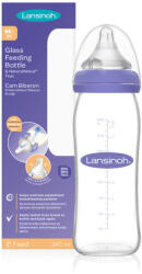Lansinoh Biberon de sticlă, debit mediu, Natural Wave - 240 ml (110FCE)