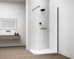 POLYSAN Esca Walk-in zuhanyfal átlátszó üveggel 700x2100 mm, matt fekete ES1070-02 (ES1070-02)