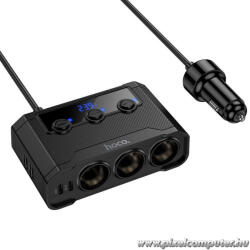  Fekete Hoco Z64 autós töltő (2x USB-A, 2x USB-C, 3x szivargyújtó aljzat, PD/QC3.0, 240W) (6942007671743)