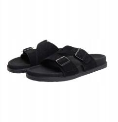 Ombre Férfi velúr flip-flop papucs állítható csattal fekete OM-FOSF-0249 méret 40 (OM-FOSF-0249)