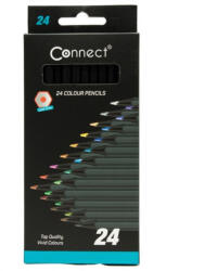 Connect Színes ceruza készlet, háromszögletű, fekete test Connect 24 klf. szín (000051702) - iroda-ellatas