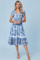 RohBoutique Floral midi dress with a lace trim, with pockets, in Blue Roh DR4773
