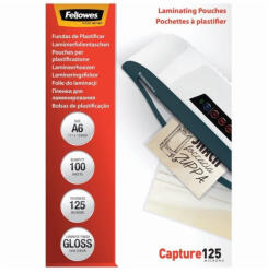 Fellowes Lamináló fólia, A6, 125 mikron, fényes, 100 db/doboz, Fellowes® (5307201) - irodaszerpiac