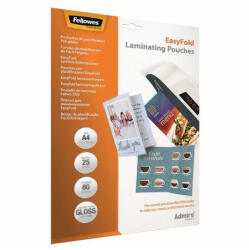 Fellowes Lamináló fólia, A4, 80 mikron, fényes, 25 db/doboz, Admire Easyfold Fellowes® (5601901) - irodaszerpiac