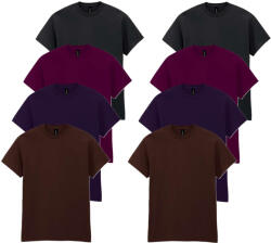Gildan 8 db-os, 4 színes csomagban Gildan kereknyakú póló, Black, Maroon, Blackberry, Dark Chocolate-2XL (GI5000vma4-2XL-8)