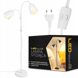 LEDTechnics Álló Padló Lámpa Fehér Állítható 170cm 2x E27 Led Kapcsoló (8561)