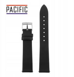 Pacific Óraszíj Pacific W77 fekete valódi bőr 18 mm ezüst csat (W77-1-18mm - 18/16)