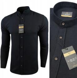 LAVIER Férfi ing állógallérral Lavier 100% pamut - szellős Slim fekete r XL (Koszula męska)
