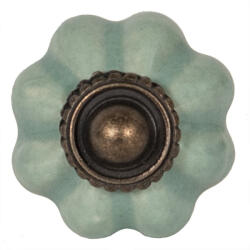 Clayre & Eef Buton mobila din fier si ceramica verde Ø 3 cm (63500deco)
