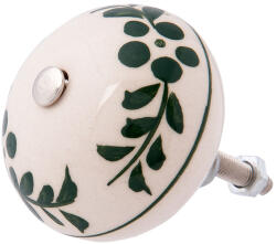 Clayre & Eef Set 2 butoni mobilier ceramica bej verde Ø 4x3 cm (63800deco)