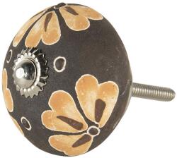 Clayre & Eef Buton mobila din fier si ceramica maro galbena 4 cm x 6 cm (64789deco)