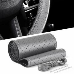 Arts and Crafts Husa volan din PIELE GRI + ATA GRI, diametru 37 - 39 cm (se coase, aspect ORIGINAL) (AVX-T160621-1)
