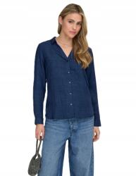 ONLY Női Ing sötétkék klasszikus hosszú ujjú cipzáras divatos (15369722 DARK BLUE DENIM/MELANGE)