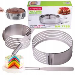kamille Tortaforma Állítható Karika Tortavágáshoz 15-22*8cm Kés (7788)