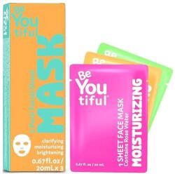BeYoutiful Set masti servetel purifiante hidratante si iluminatoare pentru tineri, 3 bucati, BeYoutiful Masca de fata