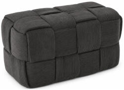 Brius Taburet dreptunghiular tapitat cu material reiat, design impletit, 52x28x28 cm, gri inchis (PHO-5895)