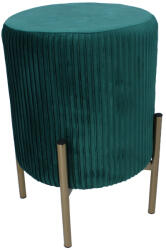 Brius Taburet rotund cu tapiterie catifelata si picioare aurii, 28x42 cm, verde (PHO-4217)