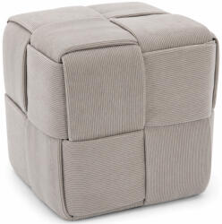 Brius Taburet cub, tapitat cu material reiat, design impletit, 43x43x43 cm, gri (PHO-6045)