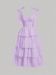 Shein Lila Ruha Réteges Fodros Megkötős Vállpántok Chiffon Shein 36