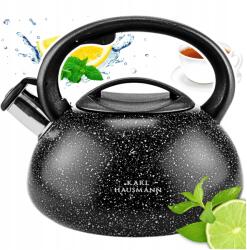 Karl Hausmann Gáz Vízforraló 3L Vízforraló Síppal Fedéllel Acél Indukciós Fekete Inox (5907564507813)