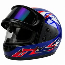 Fixato Casca Moto/Scuter Full Face FIXATO, Viziera Dubla, Marime Universala 59-62cm, Albastru (casca-fullface-dublu-albastru)