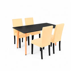 Leziter Verona 120 4+1 étkező garnitúra fekete-bézs (LN-102-12070-RE-BL_LKE-BE_4) - snaigeshop