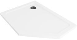 Mexen Flat ötszögletű lapos bal zuhanytálca 100 x 90 cm, fehér, fekete szifon - 41P109010L-B (41P109010L-B)