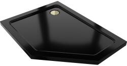 Mexen Flat ötoldalú slim bal zuhanytálca 90 x 80 cm, fekete, arany szifon - 41P708090L-G (41P708090L-G)