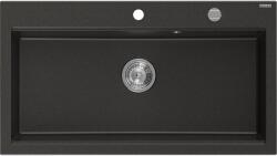 Mexen Slido 1-medencés gránit mosogató 900 x 500 mm, fekete/arany metál, krómozott szifon - 6528901005-75 (6528901005-75)