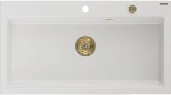 Mexen Slido gránit egytálcás mosogató, 900 x 500 mm, fehér, arany szifon - 6528901005-20-G (6528901005-20-G)