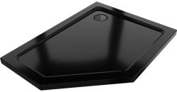 Mexen Flat ötoldalú slim jobbos zuhanytálca 100 x 80 cm, fekete, fekete szifon - 41P708010R-B (41P708010R-B)