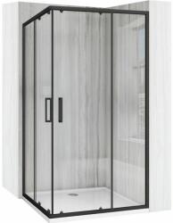Rea Cabina de dus dreptunghiulara cu usi glisante negru Rea City 80x100 cm si cadita alba (5906366000522)