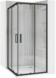 Rea Cabina de dus patrata cu usi glisante negru Rea City 80x80 cm si cadita neagra (5906366000546)