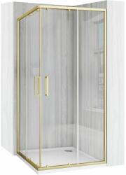 Rea Cabina de dus patrata cu usi glisante auriu periat Rea City 80x80 cm si cadita alba (5906366002441)